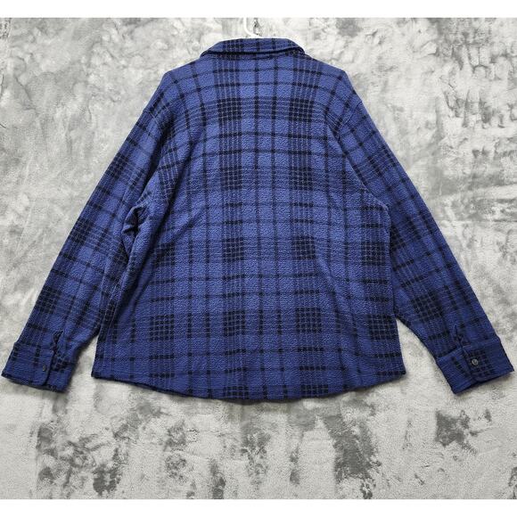 PINK Victoria's Secret Jacket Womens XL Blue Oversized Reverse Fleece Shacket - Picture 4 of 11